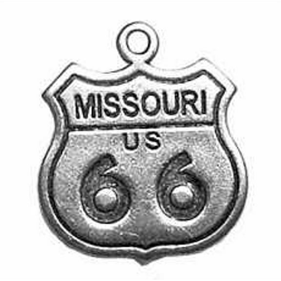 Sterling Silver 7" 4.5mm Charm Bracelet With Attached 3D Missouri Route 66 Sign Travel Road Trip Charm