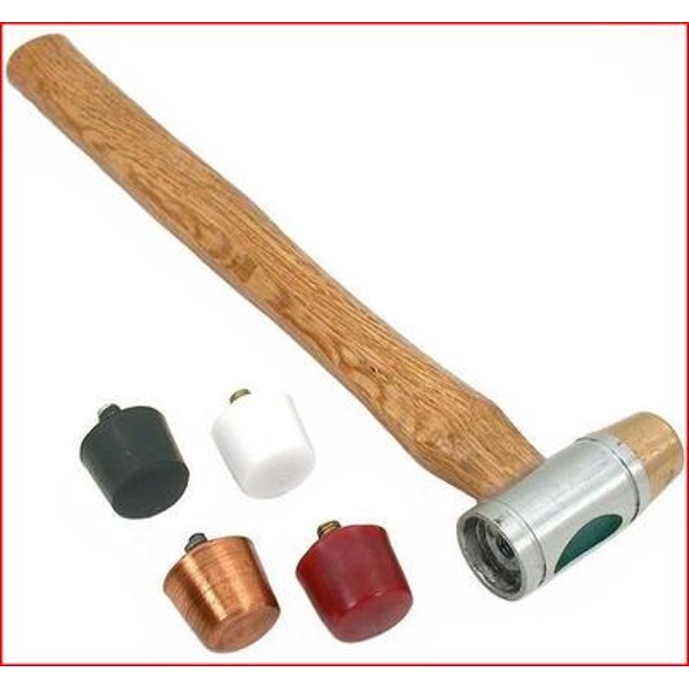 Small Interchangeable Head Face Soft Brass Copper Plastic Rubber Hammer