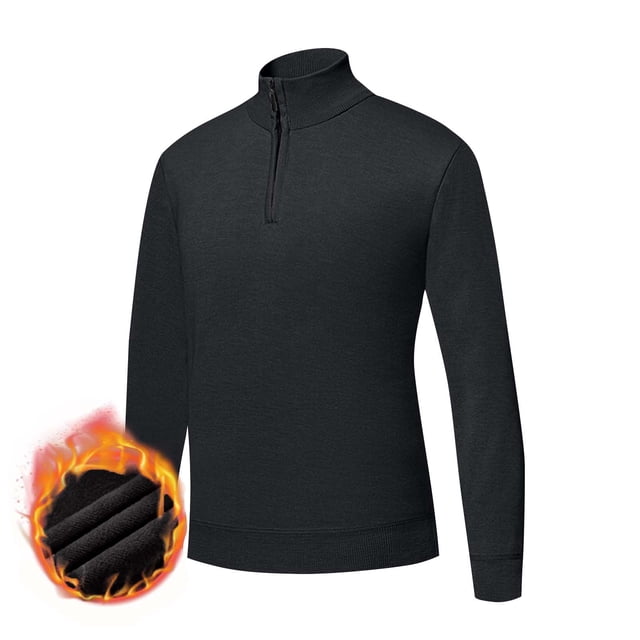 pstuiky manga larga para hombre, Suéter informal de moda para hombre, con cuello alto, media cremallera, elástico, capa base, tejido de manga larga camisetas de hombre xxl