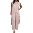 thumbnail image 2 of Xdegoge 2 Piece Sets for Women Going Out Outfits Fashion Plus Size Pleated Sleeveless Flowy Long Tops Elastic Waist Wide Leg Pants Set Matching Casual Loungewear Clothes Reorder Items Bought By Me, 2 of 8