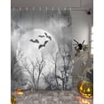 thumbnail image 2 of Full Moon Night Shower Curtain Set ，Waterproof Fabric Shower Curtains Halloween Scene Bat Trees Grey Shower Curtains for Bathroom,Bathroom Decor 72"x72", 2 of 6