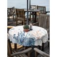 Blue Ocean Round Outdoor Tablecloth with Umbrella Hole Coral Starfish ...