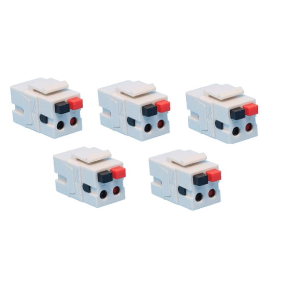 RiteAV Speaker Spring Clip Keystone Jack for Wall Plates - Female to Female - White - 5 Pack