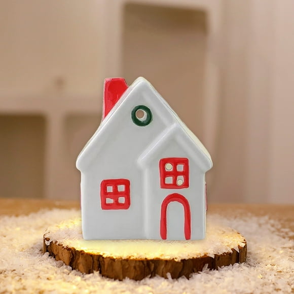 Uklsqma Porte-Bougie de Noël en Céramique / Chauffe-Bougie d'Aromathérapie Festif / Statue de Bureau Mignonne Faite à la Main / Déco Maison des Fêtes / Cadeau d'Anniversaire / Centre de Table Saisonnier
