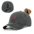 thumbnail image 2 of Women's Baseball Cap Ribbon Embroidered Washed Ponytail Friendly Baseball Cap Trucker Hats Women Black, 2 of 8