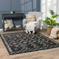 thumbnail image 3 of BoutiqueRugs Thetford Boho Moroccan Geometric Shag Runner Rug - High Pile Super Soft Carpet with Tassels for Hallway - Charcoal, Cream - 2'7" x 10' Runner, 3 of 17