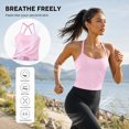thumbnail image 4 of Carlikeit Women's Built In Bra Crop Tank Top Square Neck Spaghetti Strap Workout Yoga Cami with Removable Pads, 4 of 11