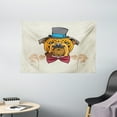 thumbnail image 1 of Dog Tapestry, Illustration of a Bulldog Head with Hat Bow Tie and a Pipe Hipster Gentleman Animal, Wall Hanging for Bedroom Living Room Dorm Decor, 60W X 40L Inches, Multicolor, by Ambesonne, 1 of 2
