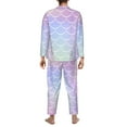 thumbnail image 5 of Bingfone Men'S Pajama Set 2 Piece Loungewear Pjs, Long Sleeve With Pajama Pants-Fish Scale1, 5 of 9