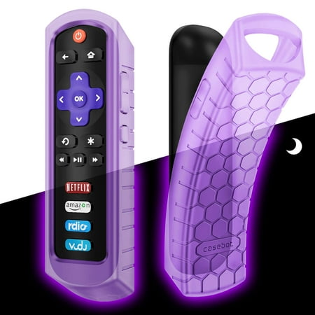 Silicone Remote Control Case Cover for Roku Steaming Stick (3600R) / TCL Roku TV RC280 Remote Controller, Purple Glow