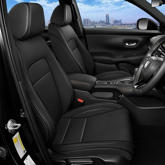 IKABEVEM Custom Fit Car Faux Leather Seat Covers for Honda HR-V Sport,LX 2023 2024 2025 (Black)