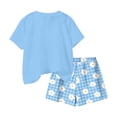 thumbnail image 7 of Babcutegg Girls Summer Printed Two-Piece Outfit – Short Sleeve Round Neck Top with Elastic Waist Shorts for Casual and Playful Everyday Wear Blue Size 4-5, 7 of 7