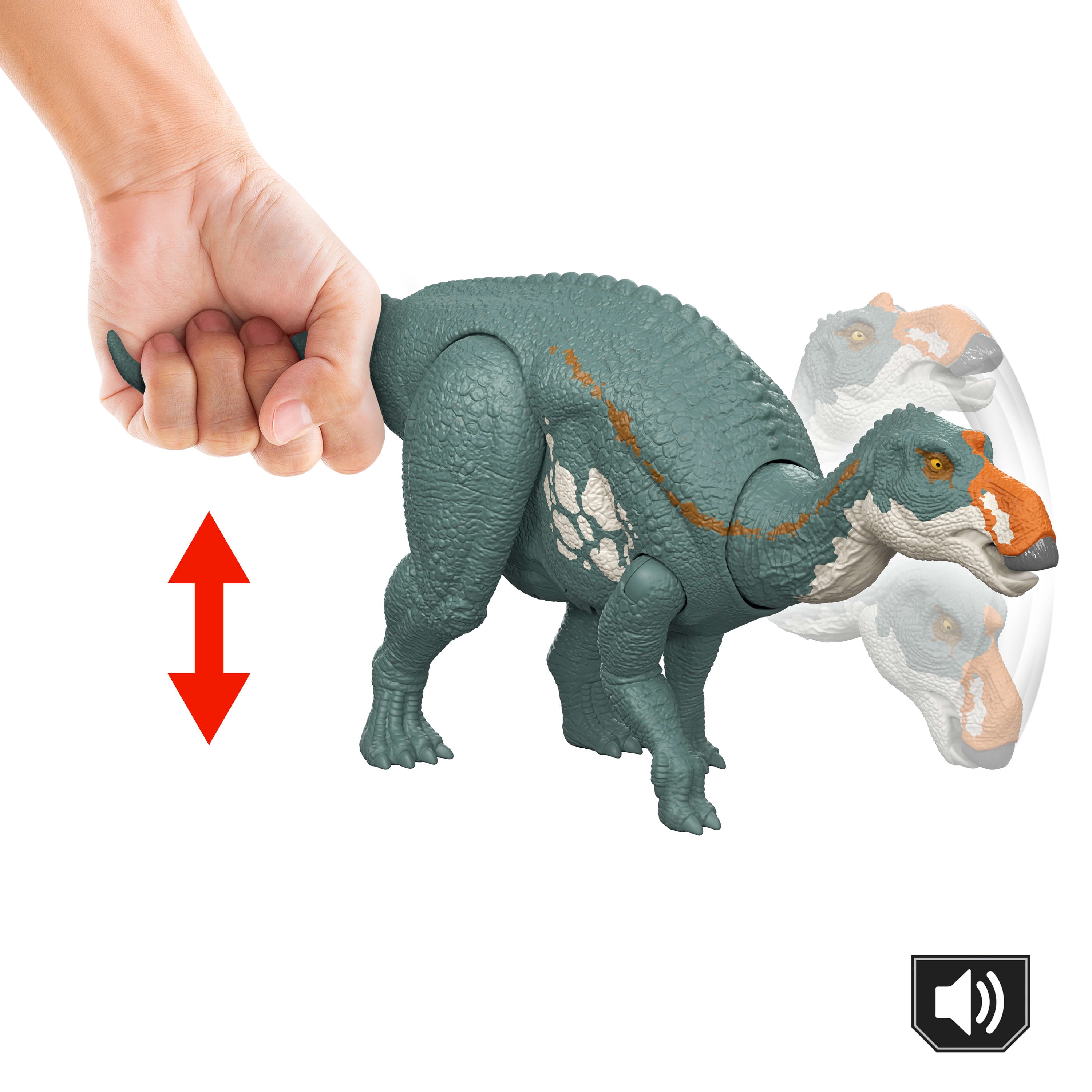 Jurassic World Rebirth Wild Roar Maiasaura Dinosaur Toy, Tail Controlled Attack Chomp & Sound