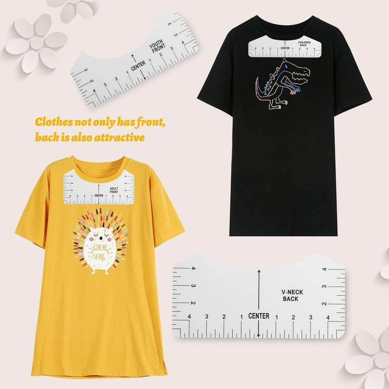 9 PCS T-Shirt Alignment Tool, T-Shirt Guide Ruler for Designing Clothing,  PVC Back and Front Aligned T-Shirt Rulers 