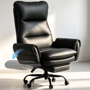 Patbrela Big and Tall Office Chair, PU Leather Swivel Desk Chair with Adjustable Armrests, Black