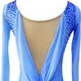 thumbnail image 4 of LIUHUO Customized Blue Spandex Long sleeved Figure Skating Dress Girls Ladies with Cascading Diamond Embellishments Flowing Design, 4 of 9