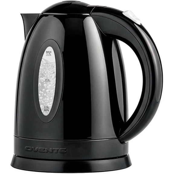 Ovente Electric Water Kettle 1.7 Liter with LED Indicator Light, 1100 Watts Fast & Concealed Heating Element, BPA-Free, Auto Shutoff Function and Boil Dry Protection