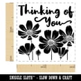 thumbnail image 2 of Thinking of You Cosmos Flowers Silhouette Self-Inking Rubber Stamp Ink Stamper - Black Ink - Small 1 Inch, 2 of 7