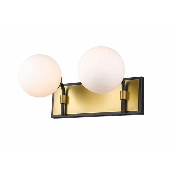 2 Light Vanity Light Fixture in Retro Style 16 inches Wide By 7.75 inches High-Matte Black/Olde Brass Finish Bailey Street Home 372-Bel-4185991