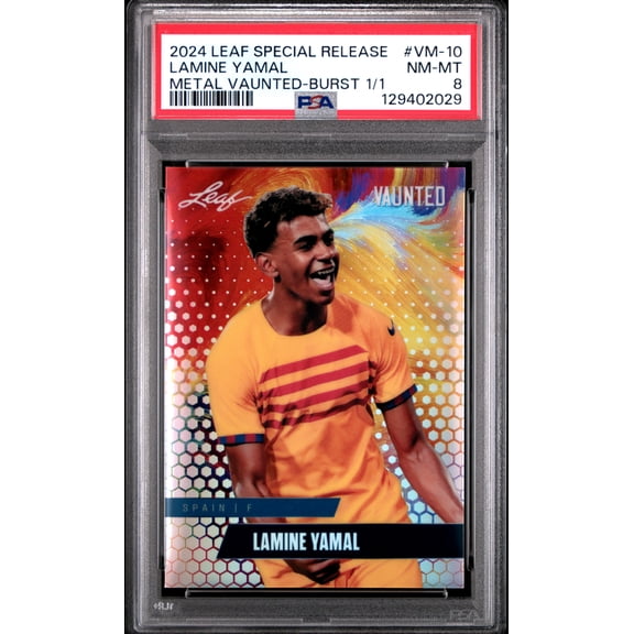 PSA 8 Lamine Yamal 2024 Leaf Vaunted Metal #VM-10 Burst 1/1 Rookie Card Spain
