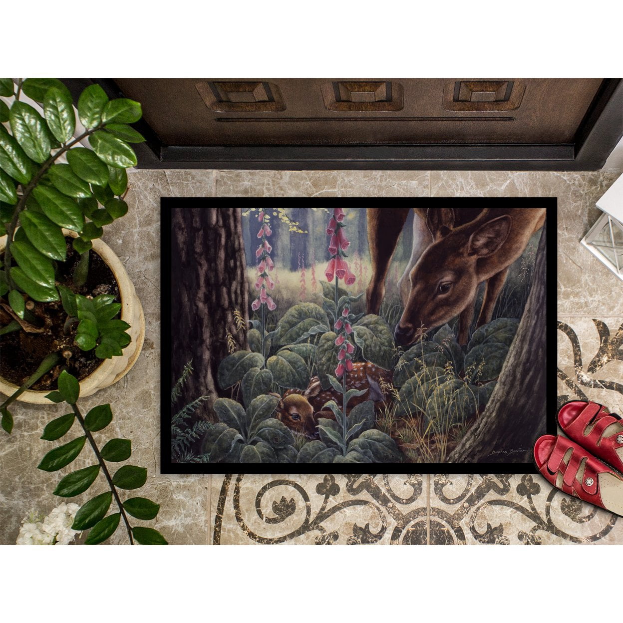Doe and Fawn Deer Door Mat