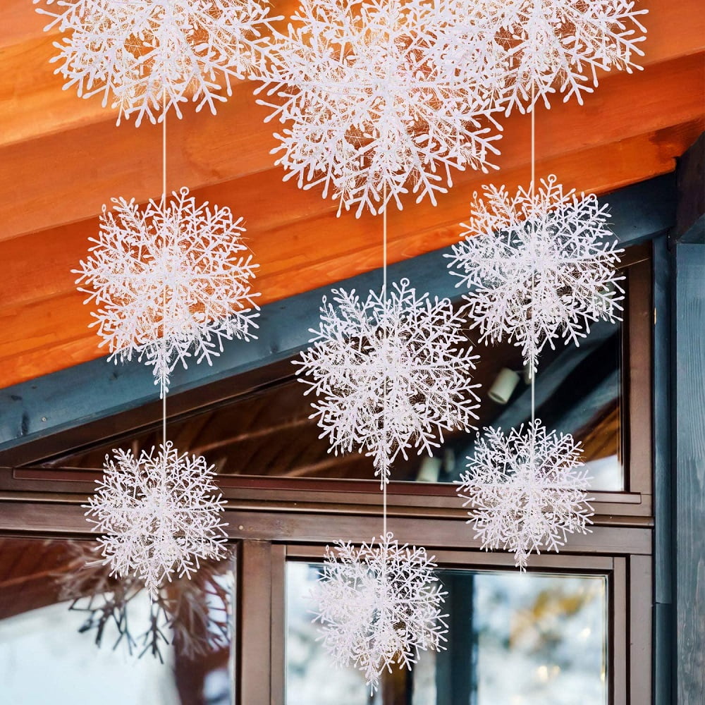 12/30/ 60pcs Classic White Snowflake Ornaments Christmas Tree Party Home Decor 