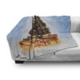 thumbnail image 3 of Christmas Soft Flannel Fleece Blanket, Fir Tree with Snowy Weather Ornamental Boxes with Vermilion Details Print, Cozy Plush for Indoor and Outdoor Use, 50" x 60", Blue and Mustard, by Ambesonne, 3 of 6
