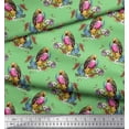 thumbnail image 2 of Soimoi Green Rayon Fabric Leaves,Floral & American Robin Bird Print Fabric by Yard 42 Inch Wide, 2 of 3