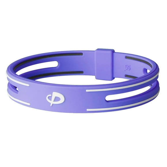 Phiten Bracelet en Titane S-PRO - Bracelet Sport en Silicone Étanche avec Aqua-Titanium pour Guérison Alternative - Zone Élastomère Puissante avec Sphères en Micro Titane - Violet 6.25 Pouces