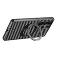 thumbnail image 3 of Funda para Samsung Galaxy S24 Ultra compatible con MagSafe, con textura de fibra de carbono, soporte giratorio y cubierta trasera de cuero., 3 of 5