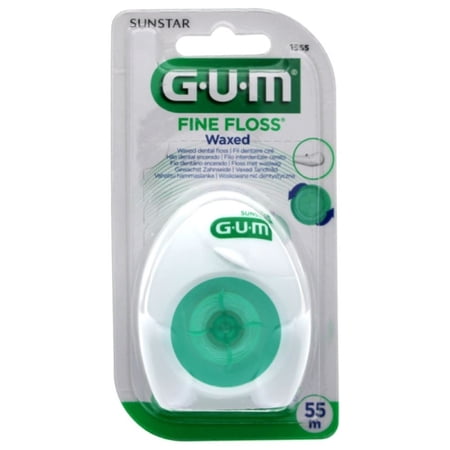 GUM Fil Dentaire Fine Floss Cire Espaces Etroits Ref 1555