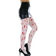 thumbnail image 7 of ToBeInStyle Women's White Opaque Halloween Tights Pantyhose with Red Blood Stains Splatter Cosplay Zombie - White Red - One Size, 7 of 7