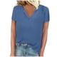 thumbnail image 2 of Fiudx Liquidación de Ahorros de Verano Blusas Casuales de Manga Corta con Cuello En V Sólido a La Moda para Mujer, 2 of 4