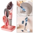 thumbnail image 4 of Cepillo de limpieza de cocina 4 en 1: incluye dispensador de jabón y cepillo para ollas y cuencos. Rosado, 4 of 9