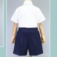 thumbnail image 7 of Boys British School Uniform Set Necktie Embroidered Collared Shirts Shorts Sets Toddlers Tween Preppy Clothes White, 11 Years, 7 of 7