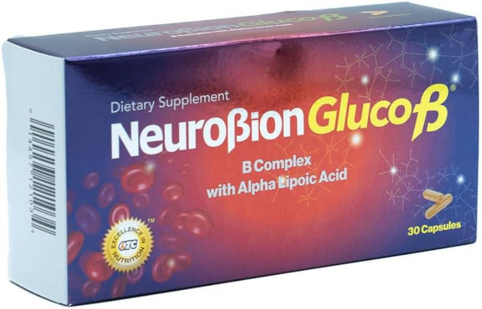 Neurobion Gluco B con Acido Alfa Lipoico Dietary Supplement B Complex with Alpha Lipoic Acid, Complejo B 30 Capsule