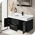 thumbnail image 3 of Dextrus Black Floating Bathroom Vanity 40 Inch Wall Mounted Bathroom Vanity with Matte Marble Tabletop and Glossy Ceramic Basin Sink Bathroom Cabinet with 2 Drawers and 2 Storage Cabinet for Washroom, 3 of 8