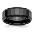 thumbnail image 1 of Ceramic Black Faceted Beveled Edge 8mm Polished Band Size 10, 1 of 6