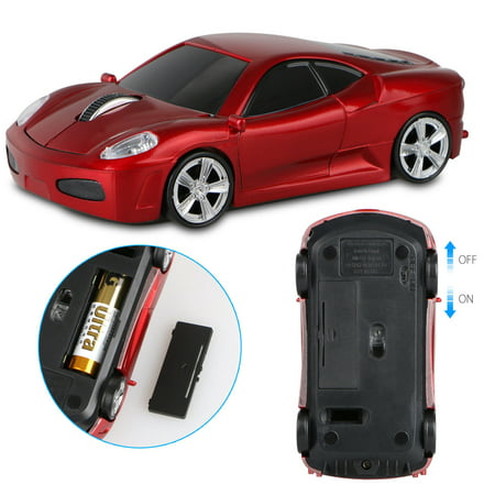2.4GHz Wireless Sports Car Optical Mouse, 1600DPI Game Gaming Mice with Mini Receiver, for Windows 98 / ME / NT / 2000 / XP / Vista / Win 7/8/10 / Linux or Mac