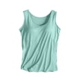 thumbnail image 1 of UPPADA Camisoles pour Femmes avec Soutien-Gorge Intégré 2025 Décontracté Col Rond Sans Manches T-Shirt d'Été Basique d'Entraînement Haut Camisole, Camisoles d'Été pour Femmes 2025 Vert, TG, 1 of 7