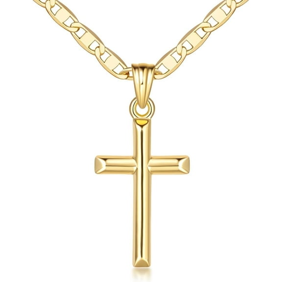 14K Gold Cross Necklace for Women Gold Chain with Minimalist Cross Pendant, Elegant Faith Jewelry Gift, Classic Gold Plated Cross Necklace for Women