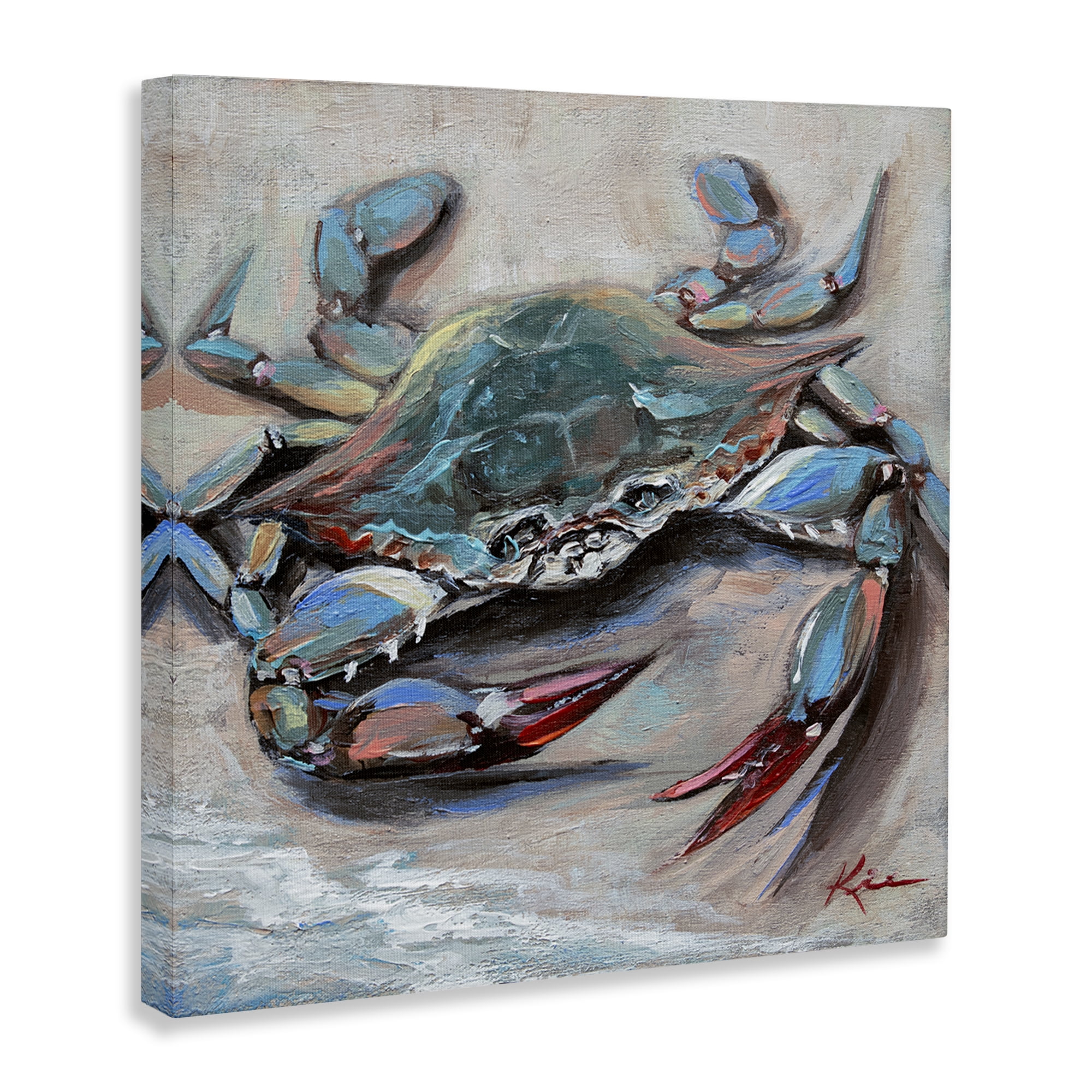 Stupell Industries Blue Crab with Red Claws Nautical & Beach Painting Wrapped Canvas Art Print Wall Art, 17 x 17