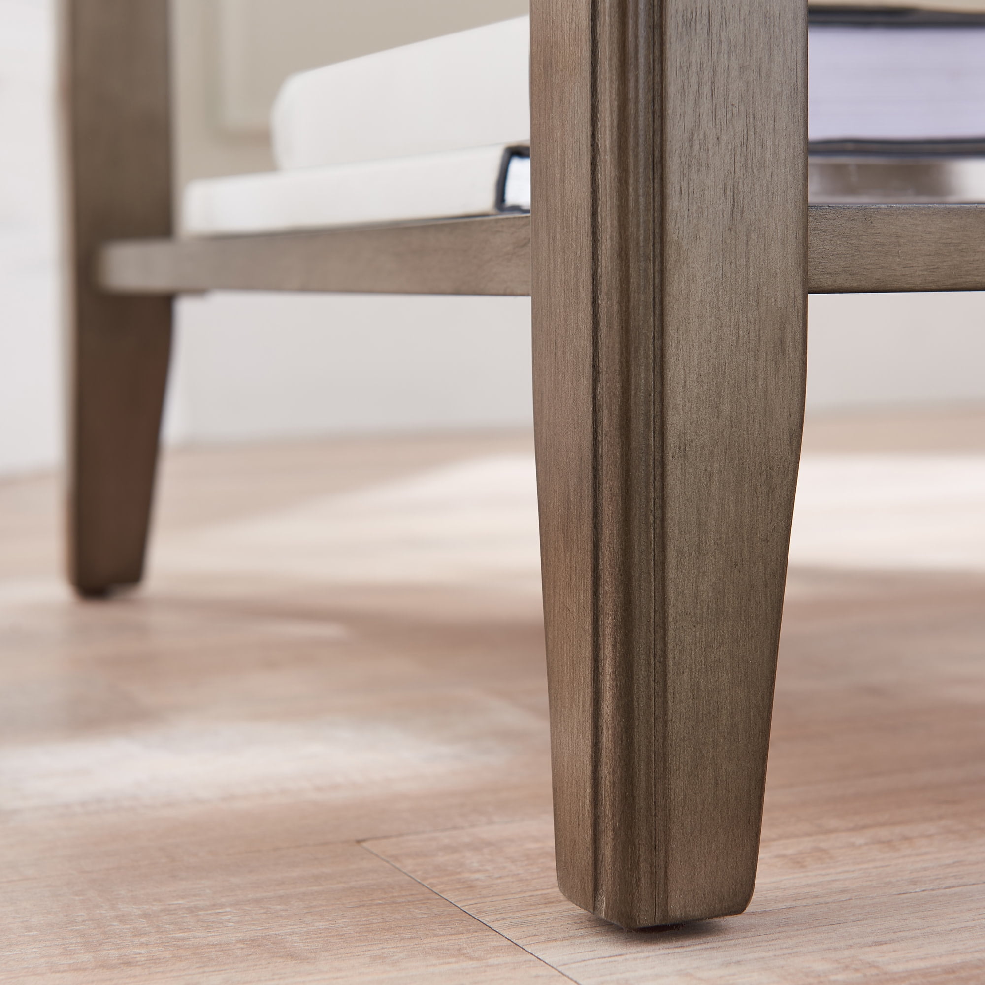Smoke Gray Solid Wood Narrow End Table with Shelf, Small Space, 12 in. W