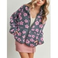 thumbnail image 2 of Chouyatou Women's Fall Winter Casual Cute Floral Fleece Jacket Fuzzy Zip Up Sherpa Jacket Faux Fur Coat, 2 of 5