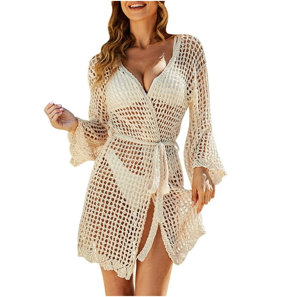 Blusa de punto de vacaciones de playa hueca sexy para mujer Camisa de gasa de ganchillo Top de playa Pompotops lopia1000522