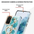 thumbnail image 4 of Compatible for Samsung Galaxy S20 Case with Ring Kickstand Holder Clear Floral Pattern Hybrid PC TPU Shockproof Protective Phone Case Cover for Samsung Galaxy S20 Women Girls, Green Flower, 4 of 5
