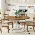 thumbnail image 7 of Condemo Round Dining Table for 4–6, 47" Wooden Dining Room Table with Storage Shelf, Light Brown & White, 7 of 7