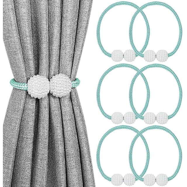 LAICAIW 6 Pack Attaches Magnétiques pour Rideaux, Attaches Décoratives pour Rideaux de Fenêtre (Bleu Sarcelle)