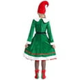 thumbnail image 2 of vastwit Womens Christmas Elf Dress Velvet Dress with Elf Hat Belt Striped Stockings Shoes Green L, 2 of 6