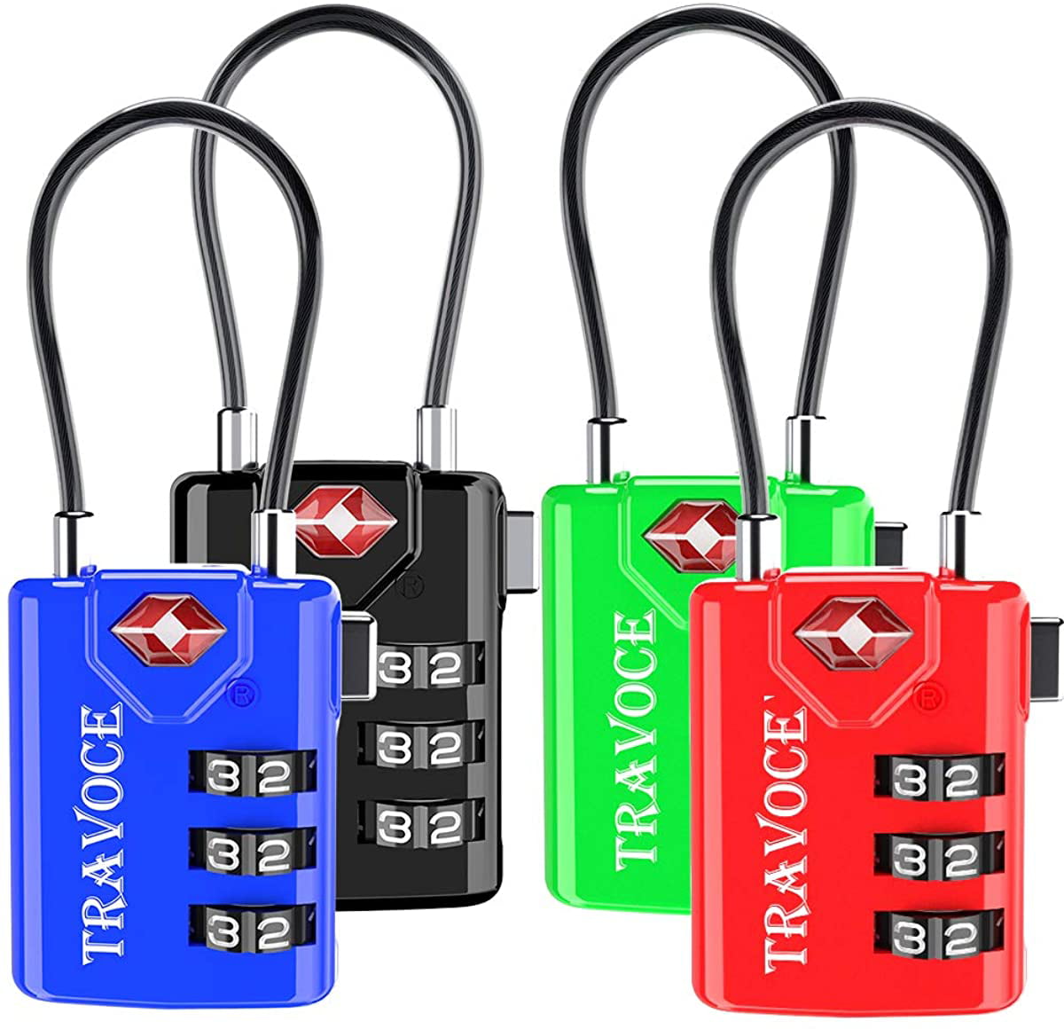 Gym Locker,Toolbox,Backpack 1,2,4,6 &10 pk Search Alert TSA Approved Travel Combination Luggage Cable Locks for Suitcase 